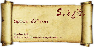 Spicz Áron névjegykártya